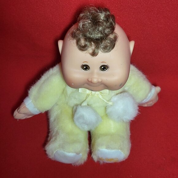 Cabbage Patch Kids Snugglies Baby Doll Yellow Plush Bear Brown Hair Xavier Rober - Picture 2 of 13